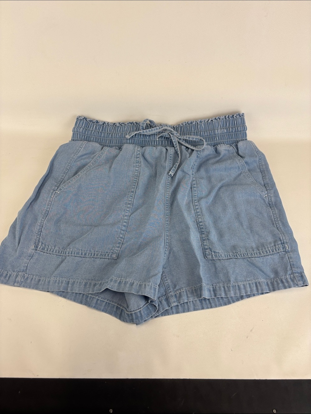 HALARA High Waisted Drawstring Draped Denim Casual Baggy Shorts Size Small